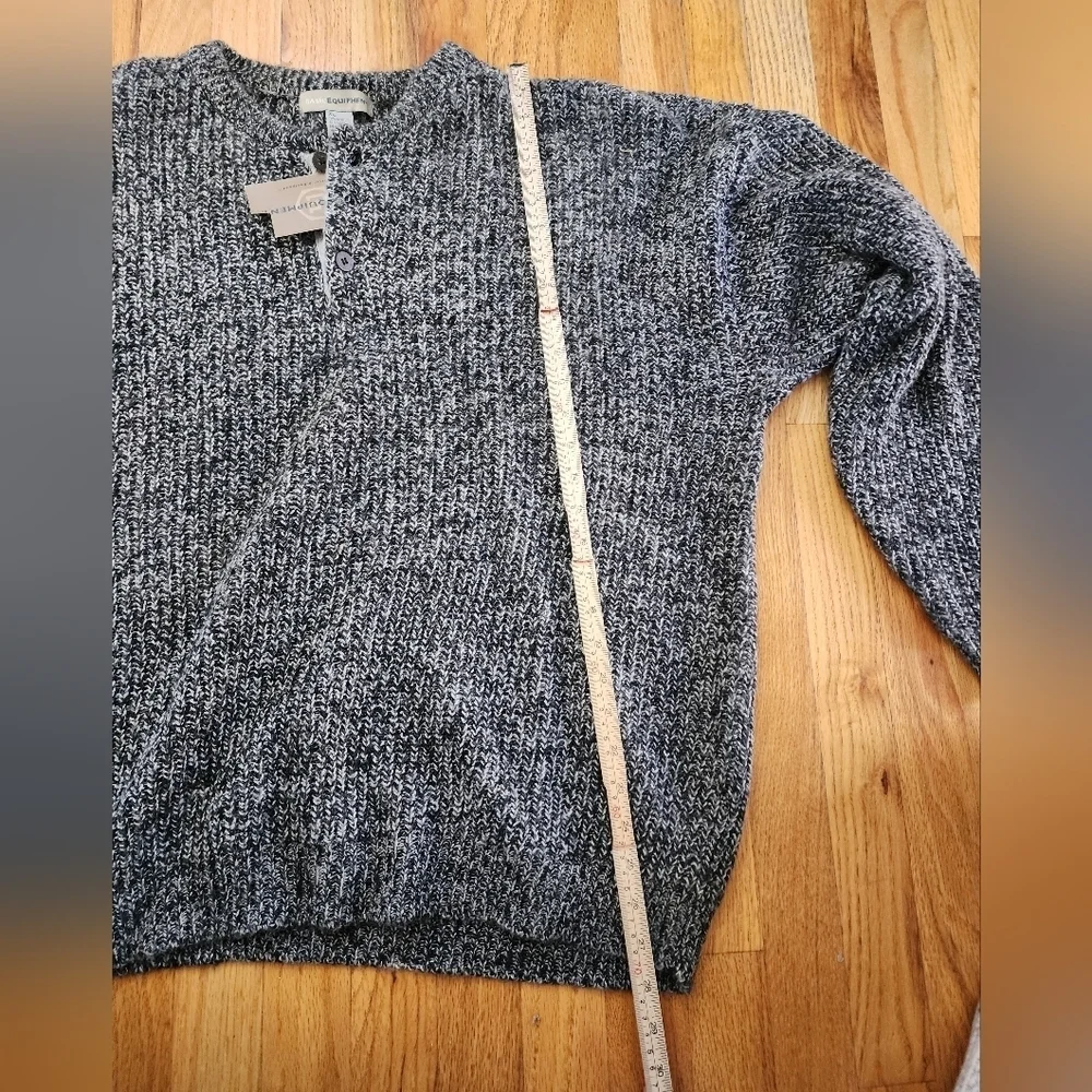 Vintage Basic Equipment Nwt Gray Black Heather Wool Blend Henley Sweater Size Xl